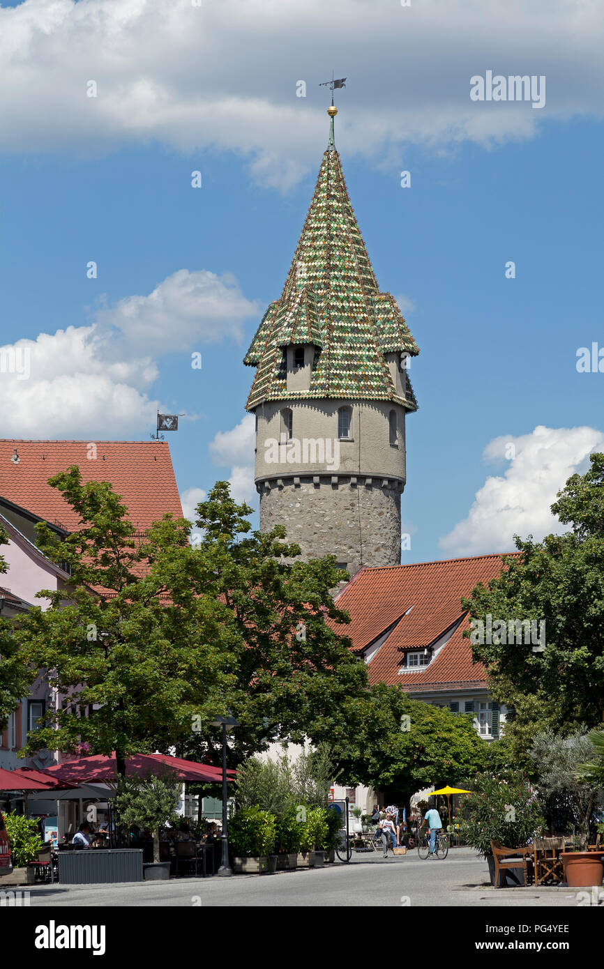 Gruener Turm (green tower), Ravensburg, Baden-Wuerttemberg, Germany Stock Photo