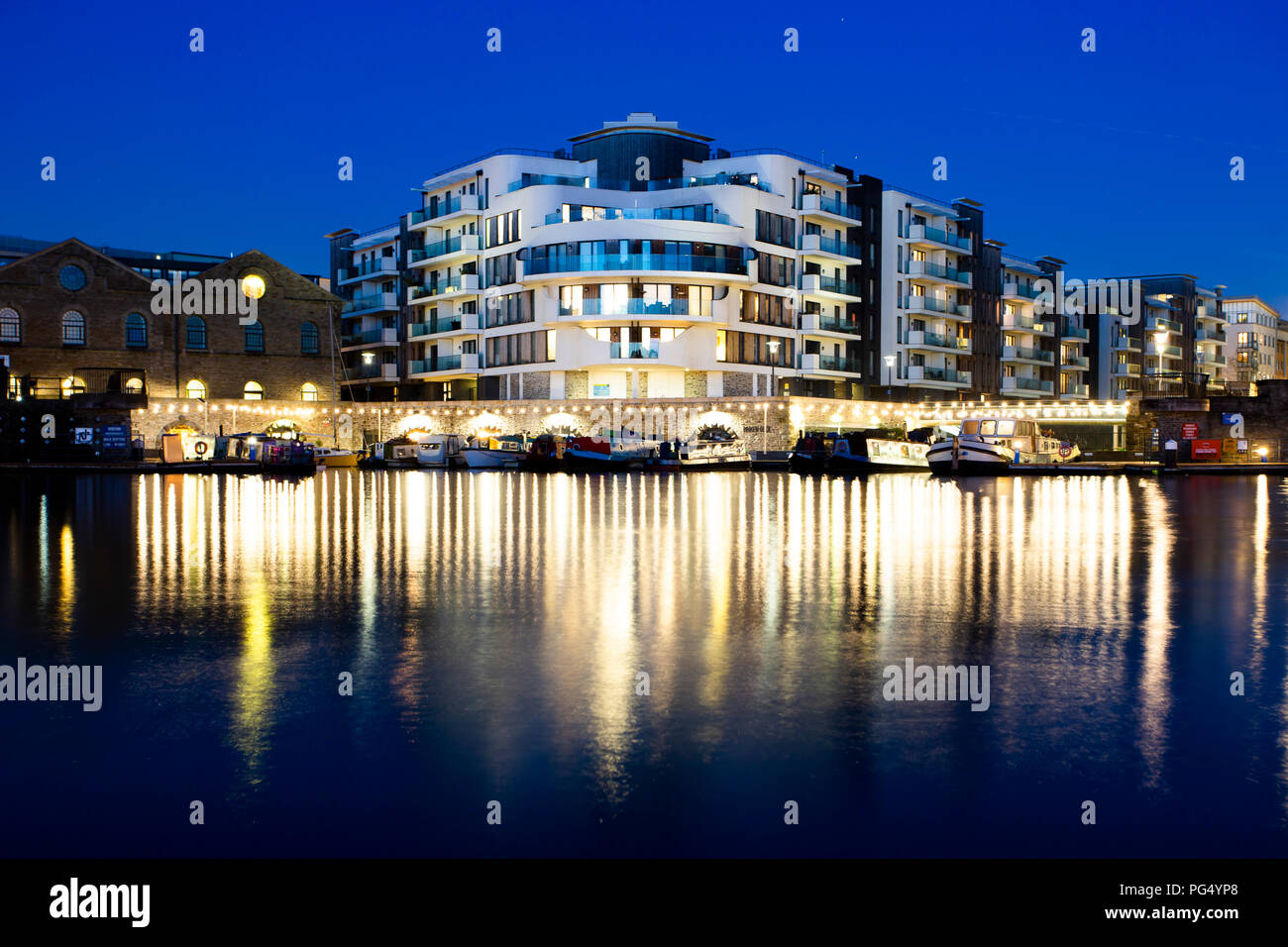 Homes and flats in the Bristol harbourside area in the late evening