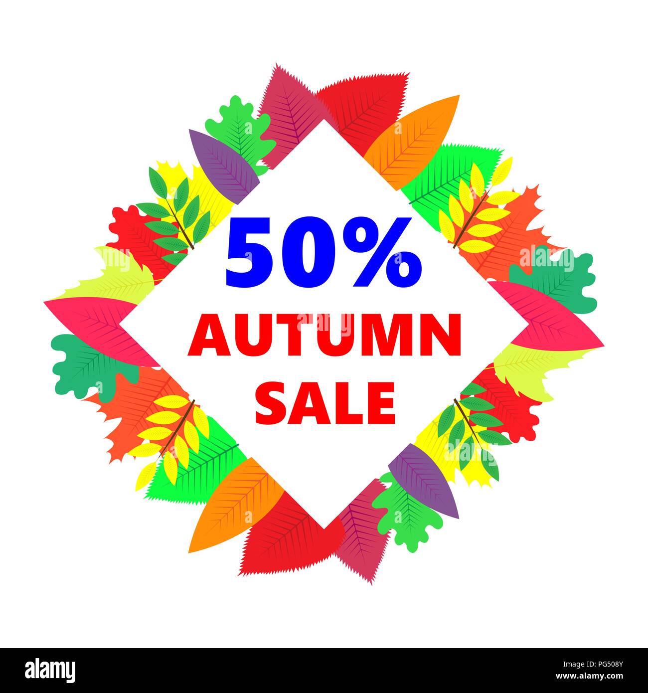 Autumn sale, vector design banner with colored leaves Stock Vector
