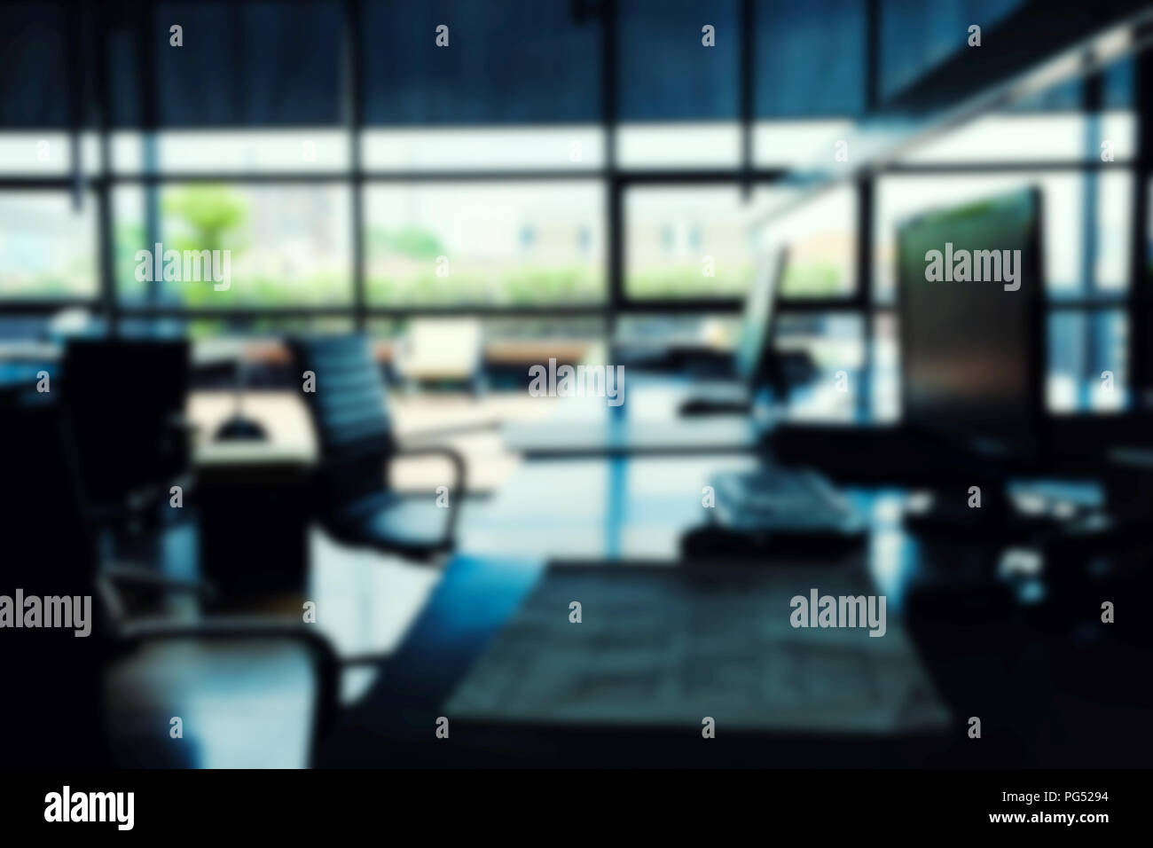 Abstract blur modern office interior background Stock Photo
