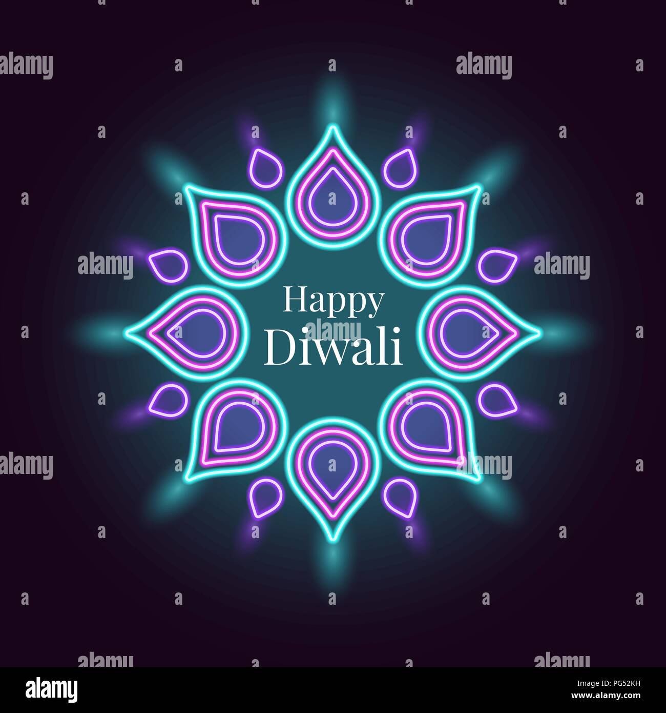 Happy Diwali, banner in bright Neon style. Vector illustration of ...