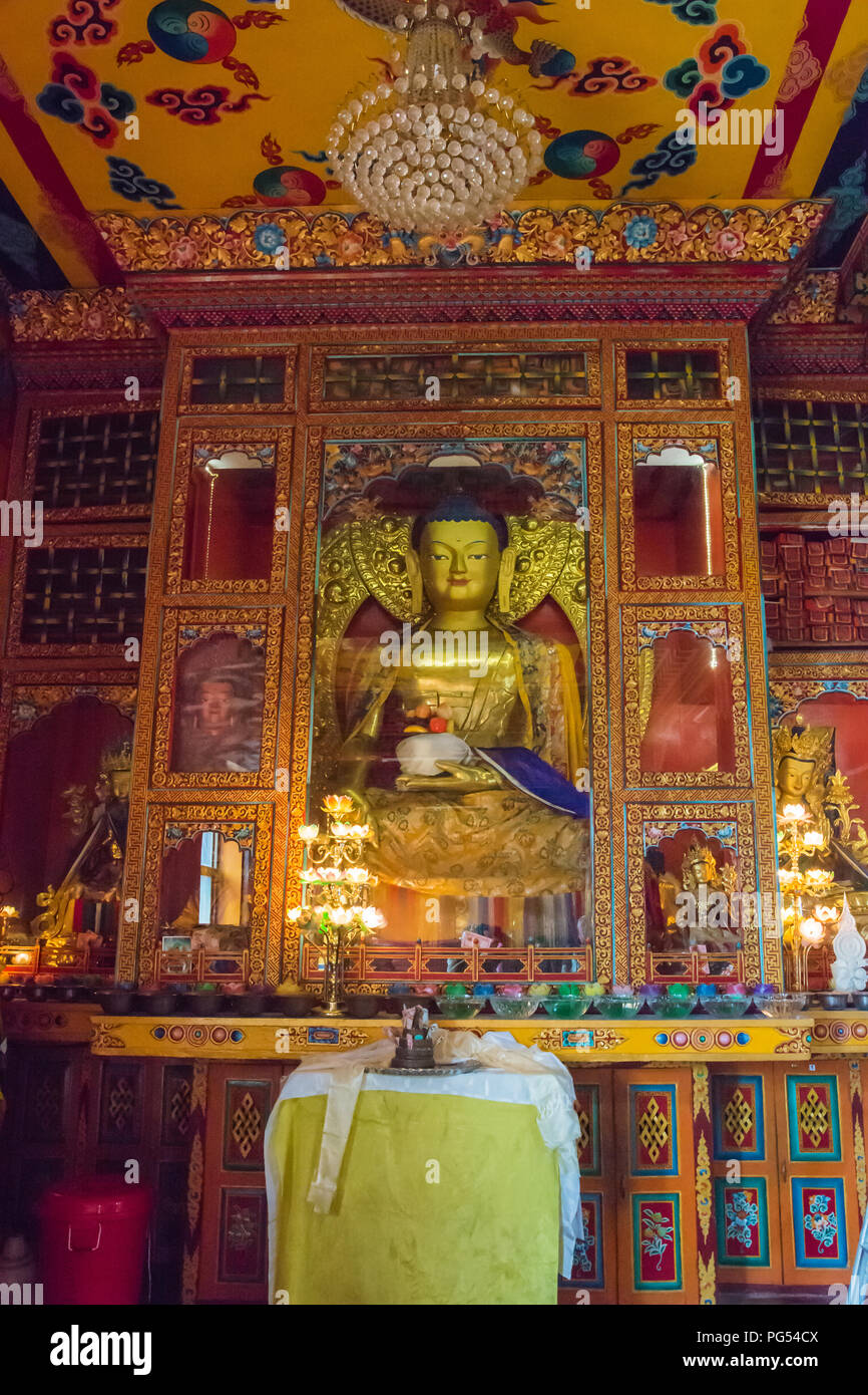 In the main temple of the Buddhist monastery Kopan, Kathmandu, Nepal