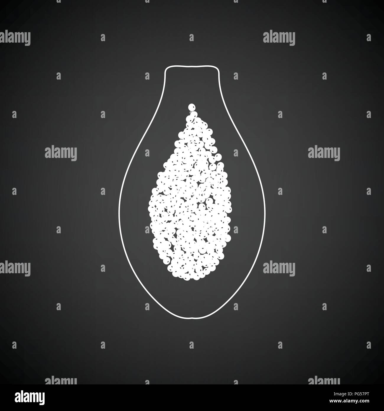 Icon of Papaya. Black background with white. Vector illustration Stock