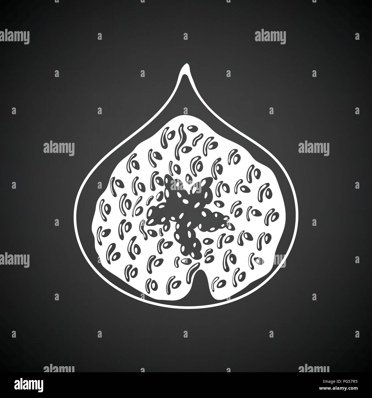 Icon of Fig fruit. Black background with white. Vector illustration. Stock Vector