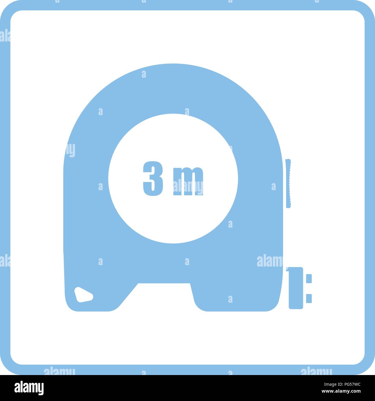 Icon of constriction tape measure. Blue frame design. Vector illustration. Stock Vector