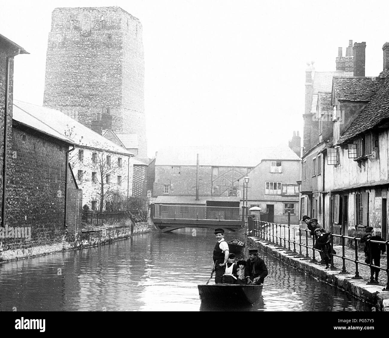 Oxford Canal and Castle, Victorian period Stock Photo