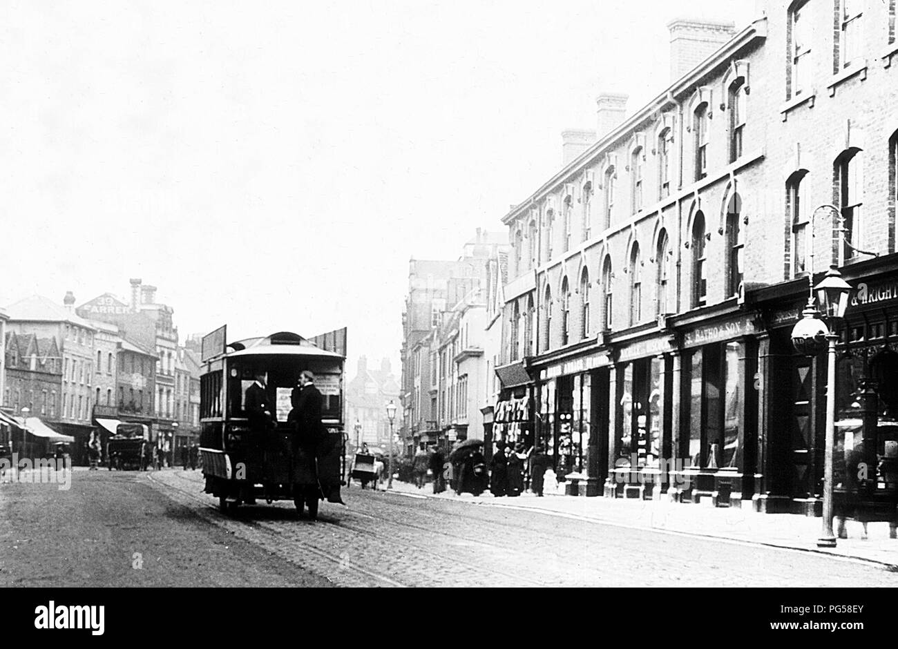 Horse tram, Broad Street, Reading, Victorian period Stock Photo