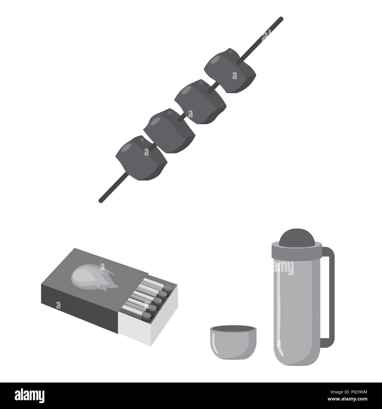 Rest in the camping monochrome icons in set collection for design ...