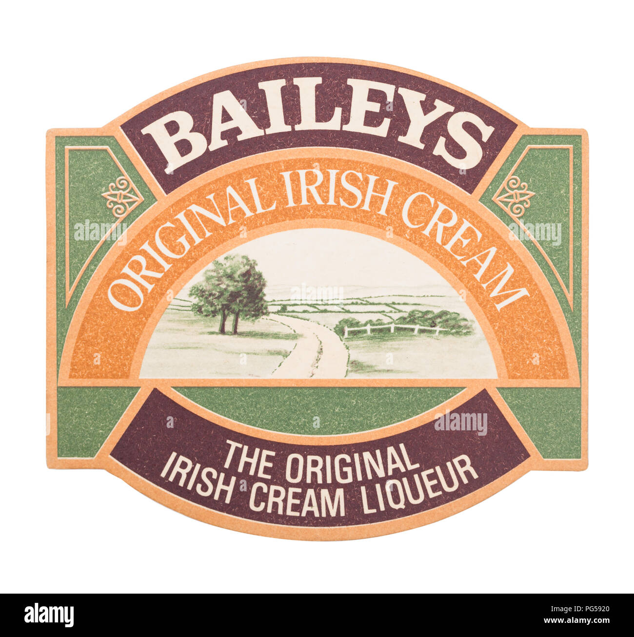LONDON, UK - AUGUST 22, 2018: Baileys irish Cream original paper mat coaster isolated on white background. Stock Photo