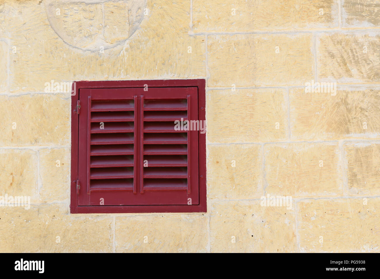 Red window shutters in Malta Stock Photo Alamy