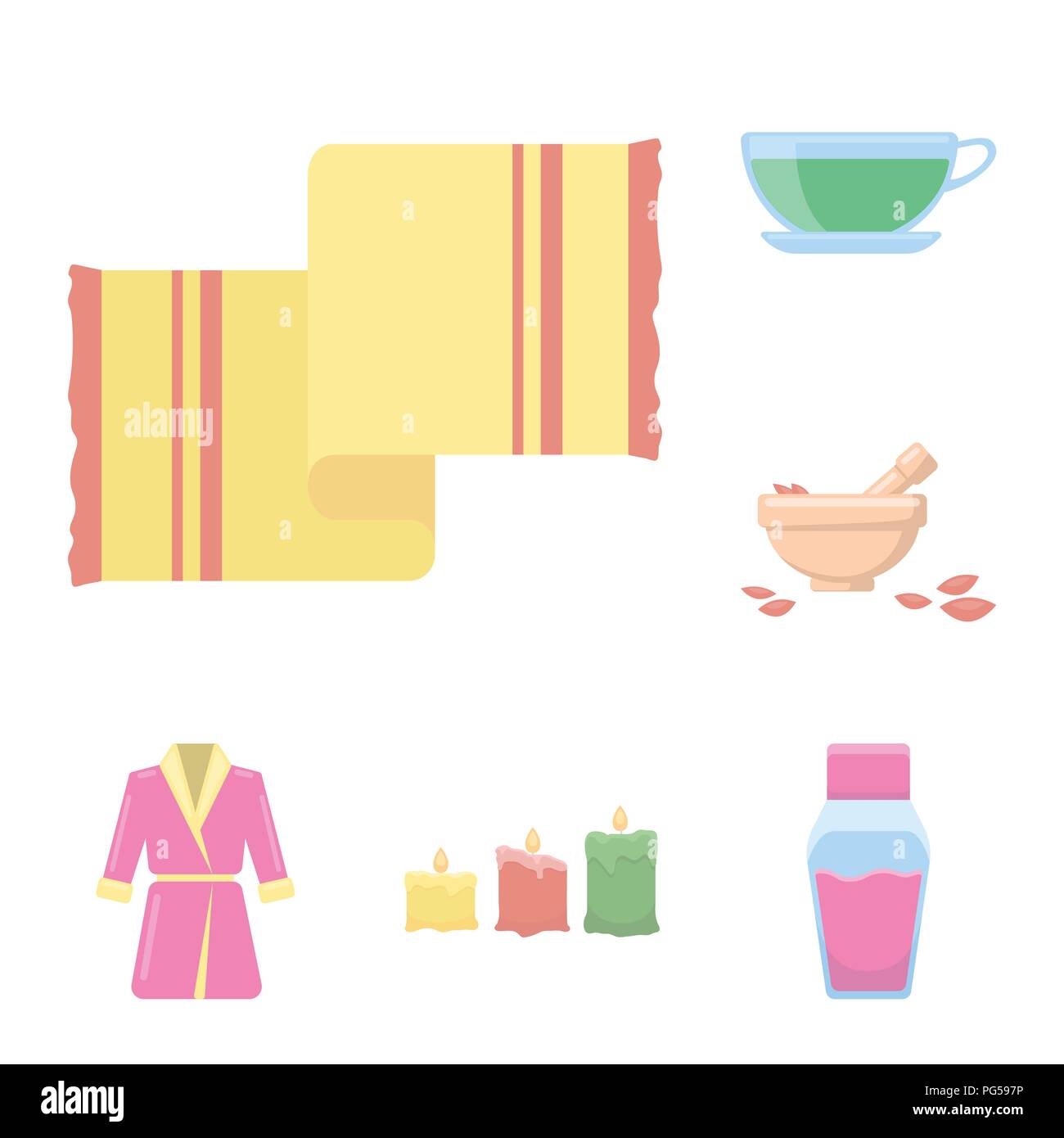 Spa salon and equipment cartoon icons in set collection for design ...
