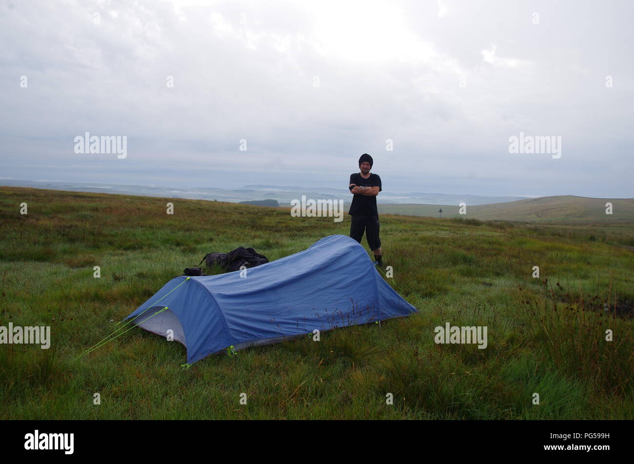 wild camping. John o' groats (Duncansby head) to lands end. End to end trail. Pennine Way. Northumberland national park. England. UK Stock Photo