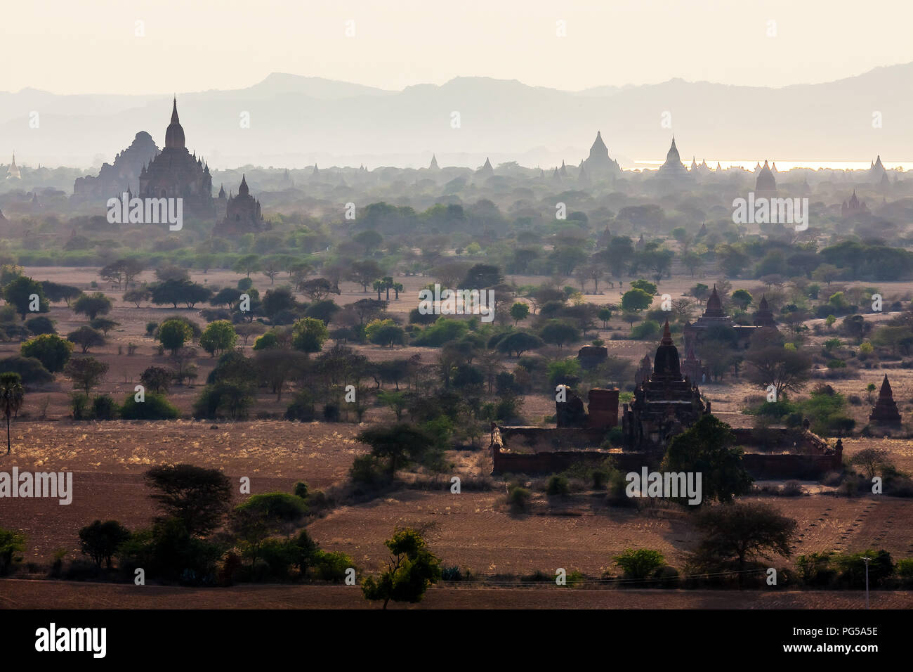 The temples of bagan by sunset myanmar burma bagan former capital of baganof the kingdom