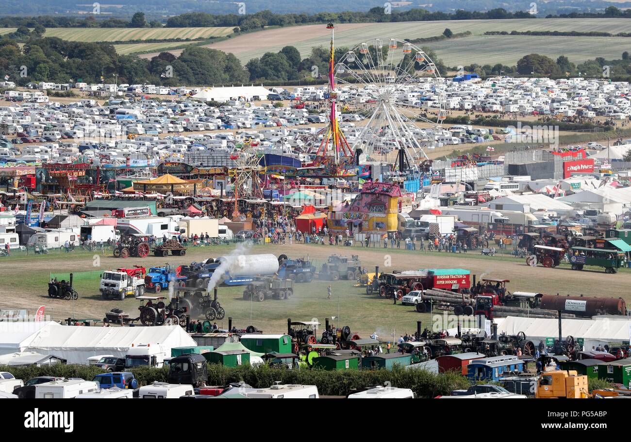 General view of the Great Dorset Steam Fair, at Tarrant Hinton, near  Blandford Forum, where hundreds of steam-driven traction engines and heavy  mechanical equipment from all eras, gather for the annual show