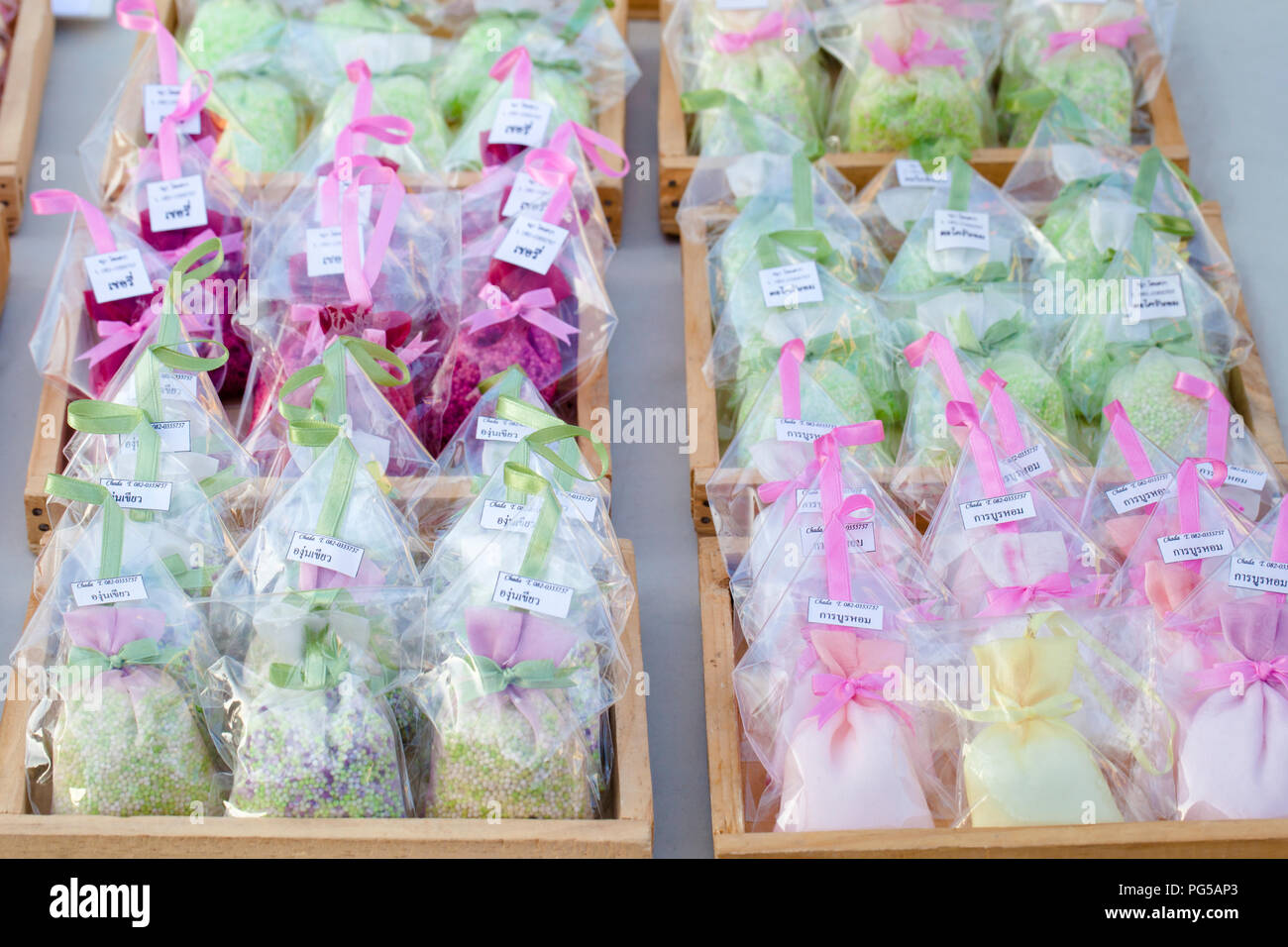 Various scented sachets, Thailand Stock Photo