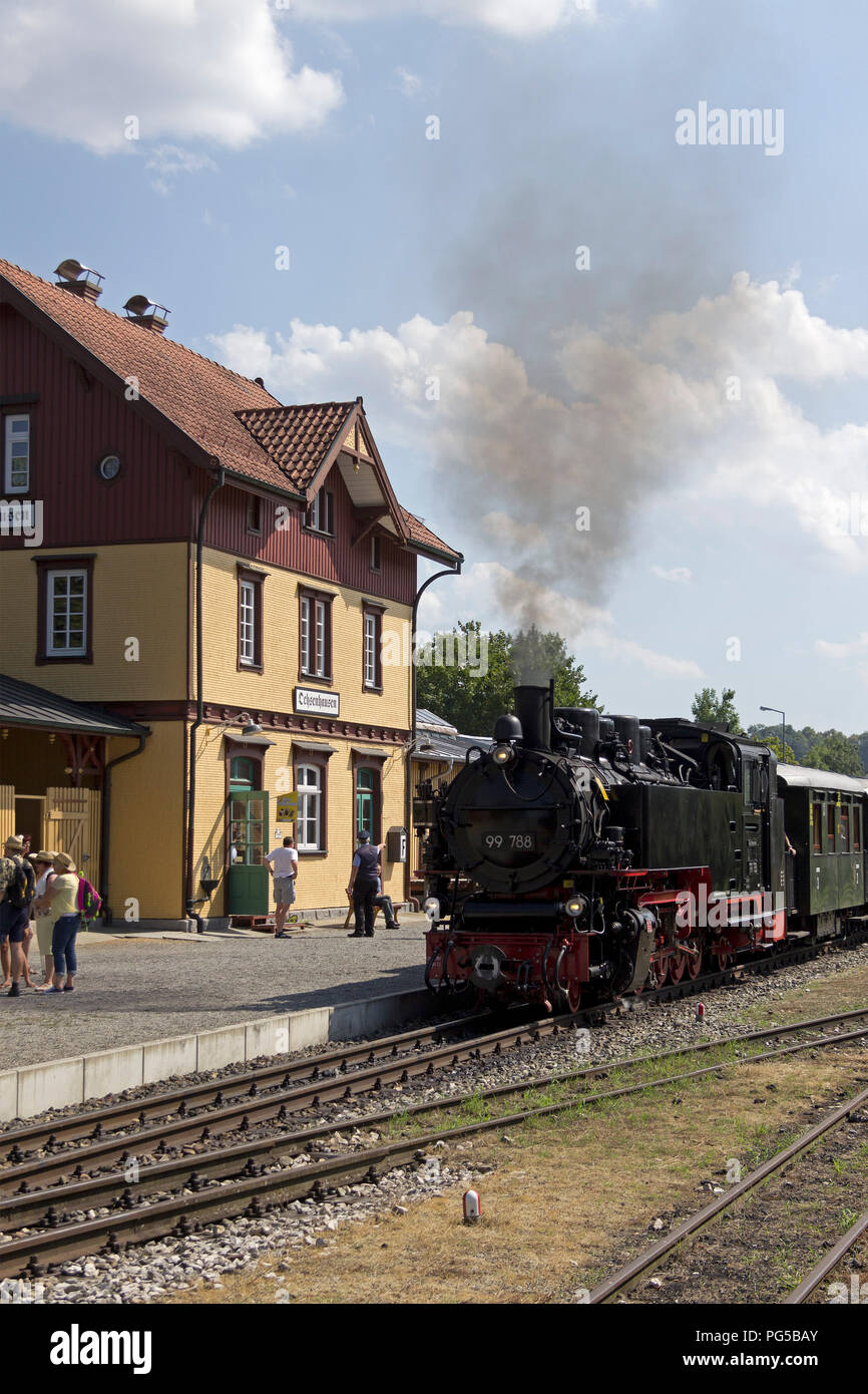 Ochsenhausen station, narrow-gauge railway Oechsle, Baden-Wuerttemberg, Germany Stock Photo