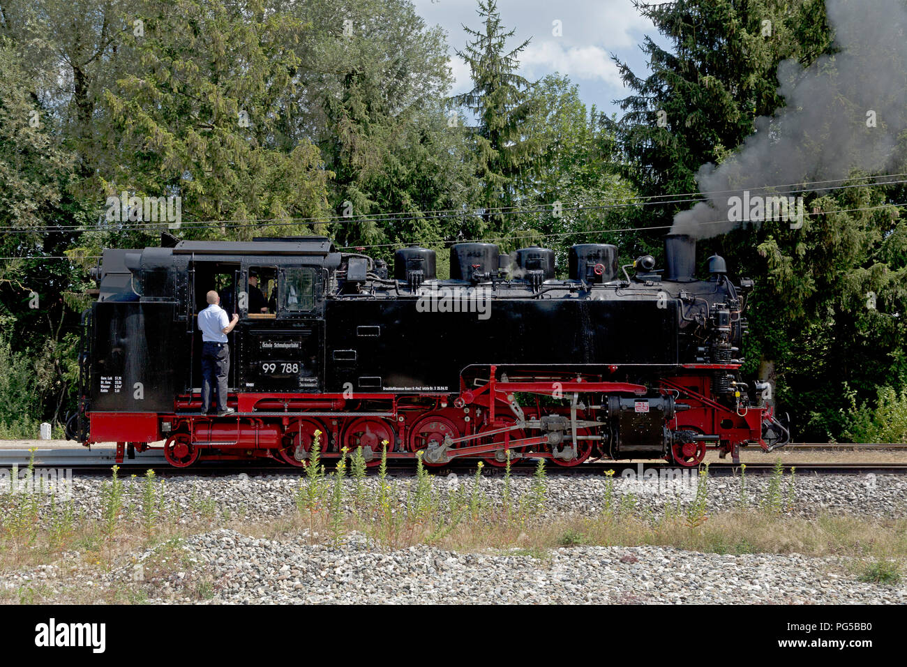steam engine of narrow-gauge railway Oechsle, Warthausen, Baden-Wuerttemberg, Germany Stock Photo