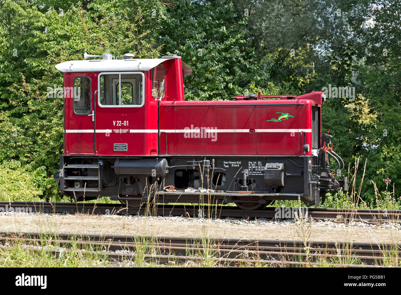 diesel engine of narrow-gauge railway Oechsle, Warthausen, Baden-Wuerttemberg, Germany Stock Photo
