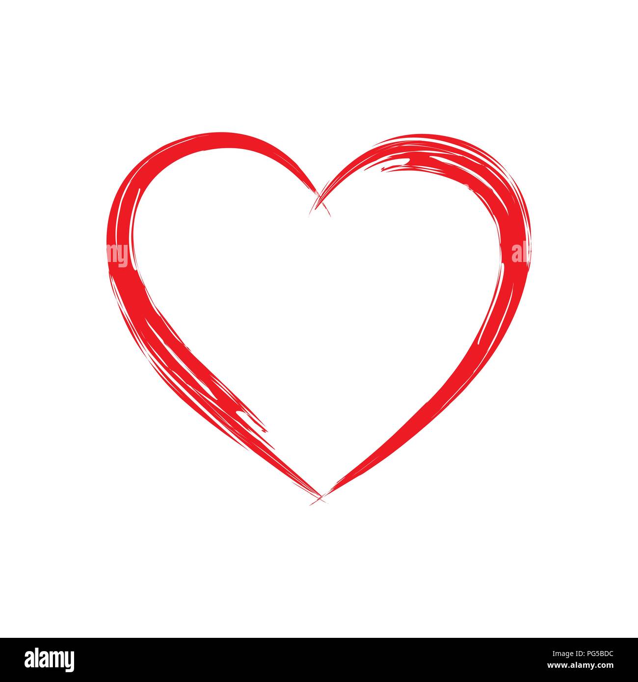 Heart shape frame with brush painting isolated on white background, Vector and illustration