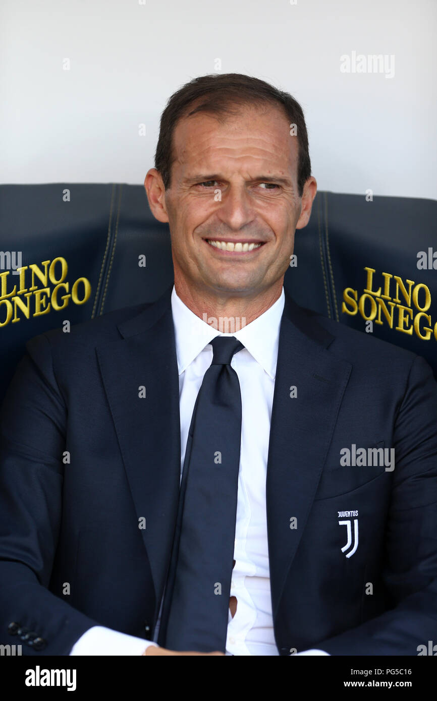 Massimiliano Allegri, head coach of Juventus FC, looks on before the Serie A football match between Ac Chievo Verona and Juventus Fc. Stock Photo