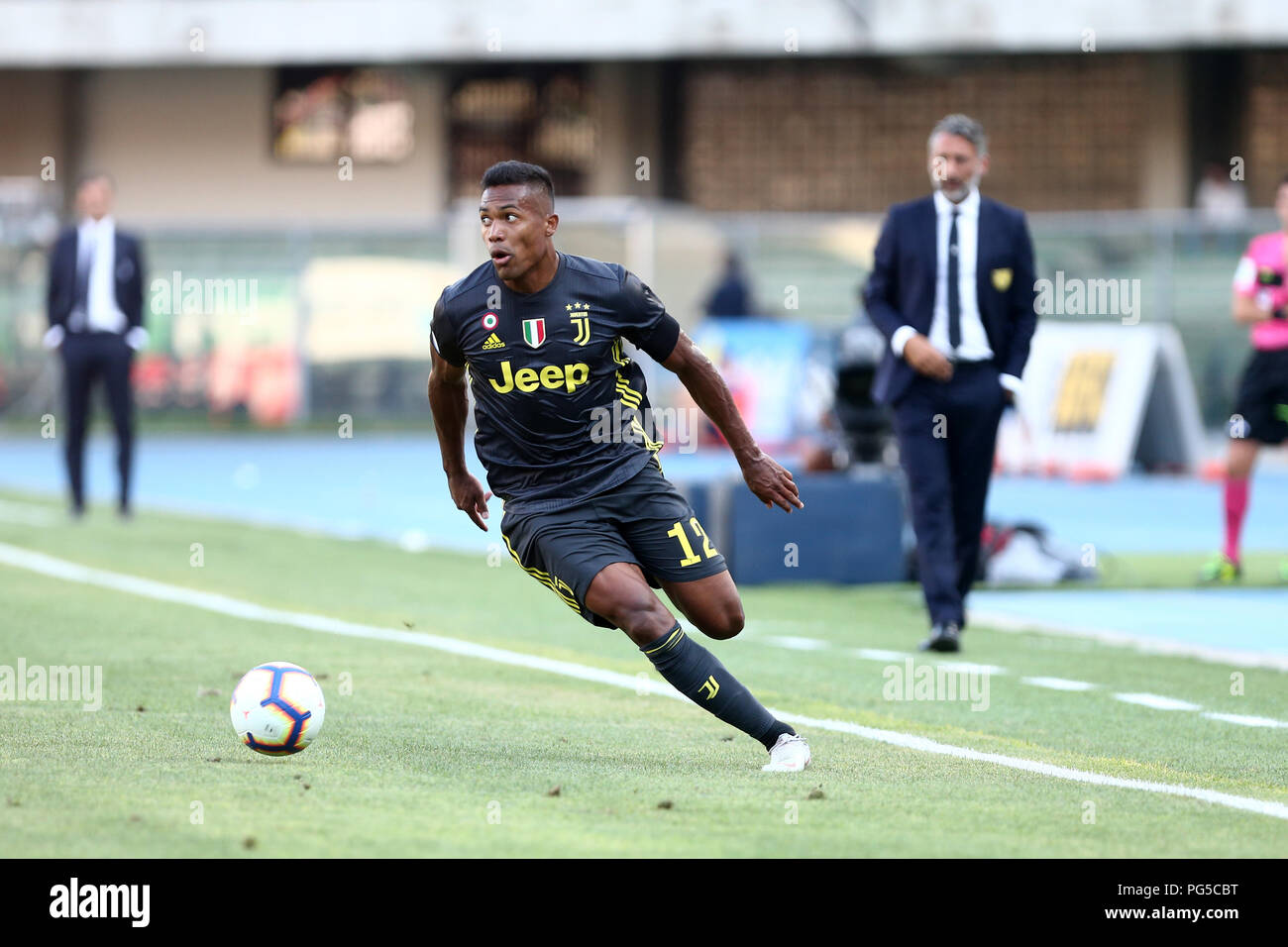 Alex Sandro  of Juventus FC in action during the Serie A football match between Ac Chievo Verona and Juventus Fc. Stock Photo