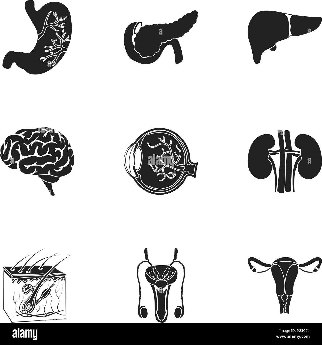 Organs set icons in black style. Big collection of organs vector symbol stock Stock Vector