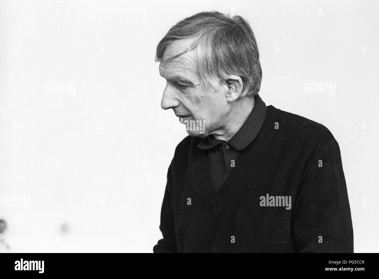 'The Czech painter Milan Grygar (born in 1926 in Zvolen) in his studio in Prague. Grygar is best known for his ''Akusticka kresba'' (''Acoustic Drawings''), in which he translates sounds into graphic forms.' Stock Photo