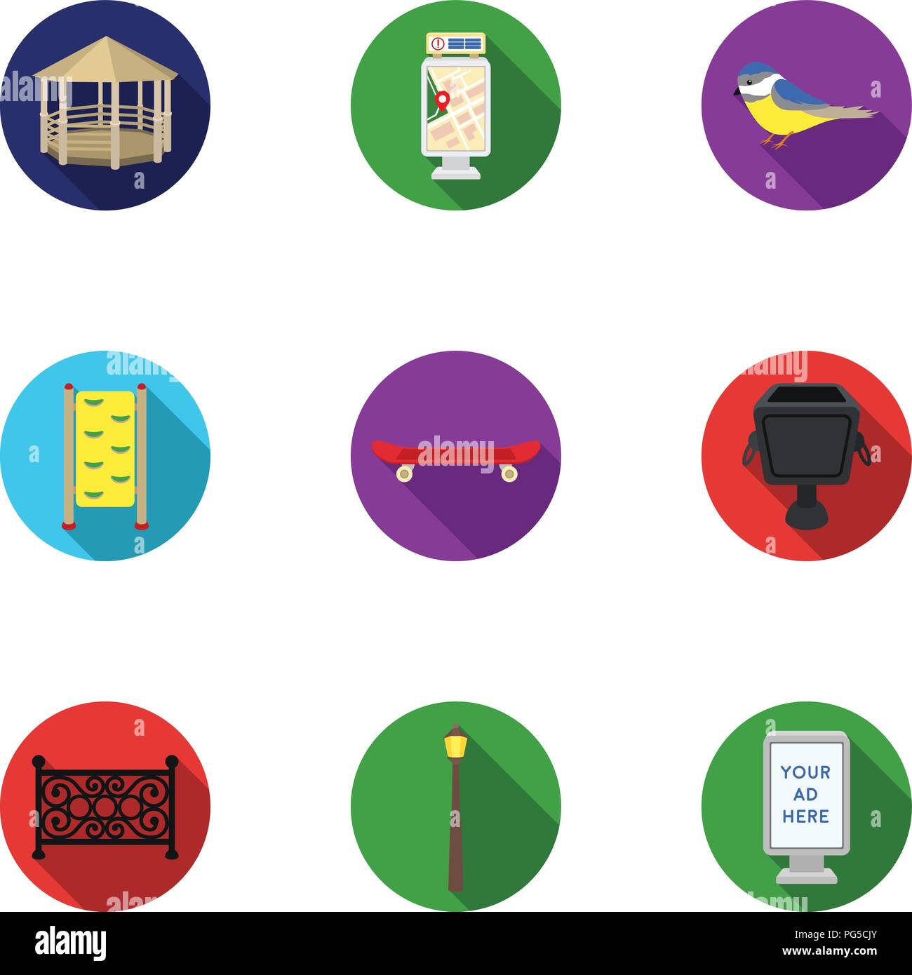 Park set icons in flat style. Big collection of park vector symbol ...