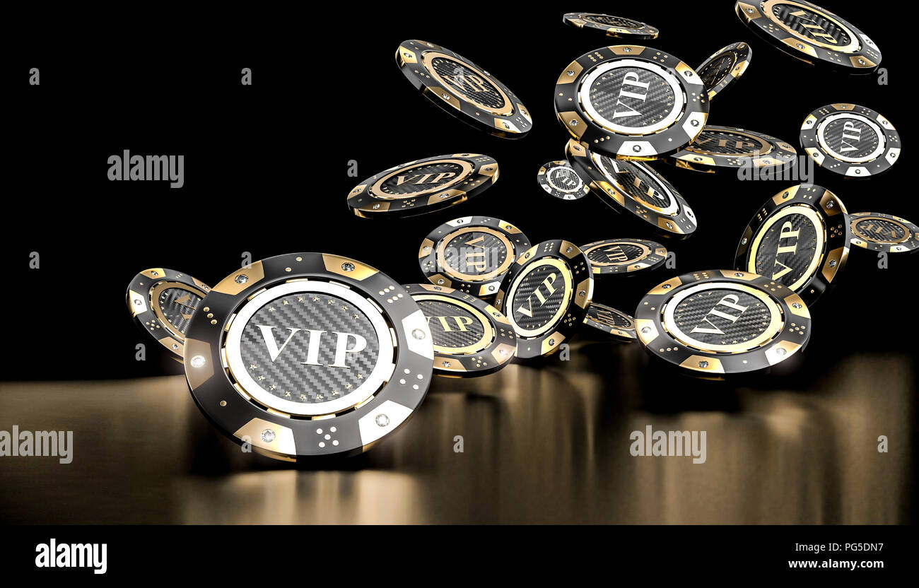 3d rendering of gambling vip golden chip Stock Photo