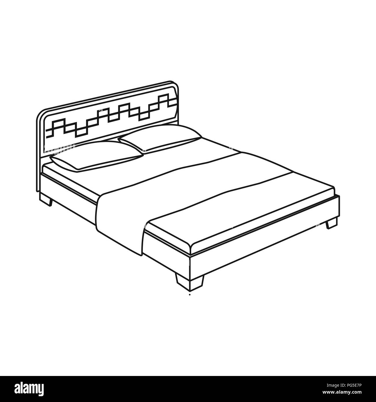 Pink bed for little legs.Bed with pink linens.Bed single icon in