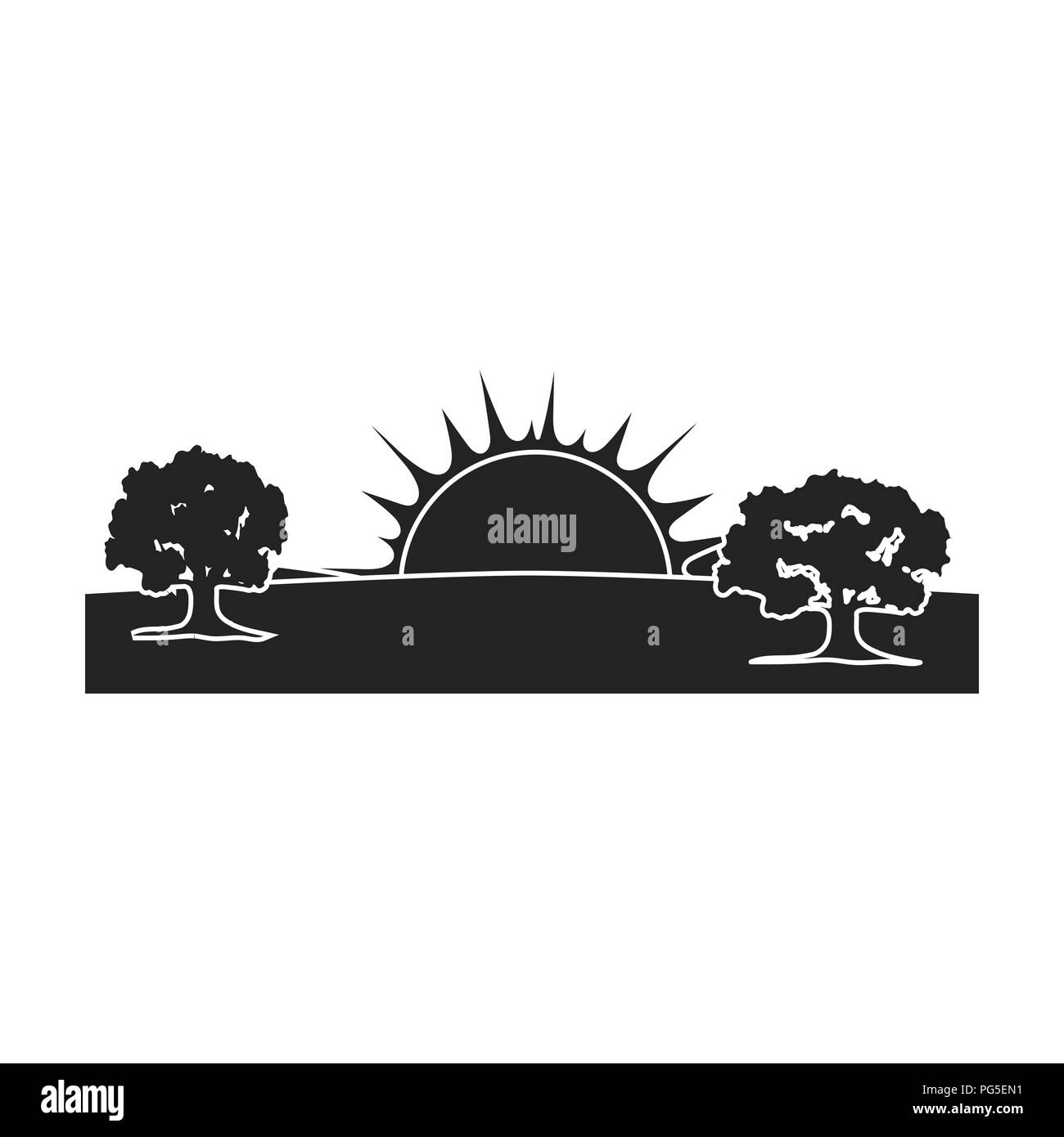 Sunrise icon in black style isolated on white background. Weather ...