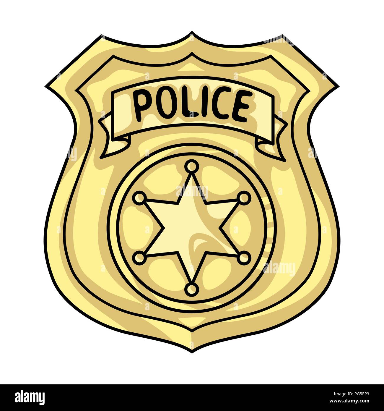 Police officer badge icon in cartoon style isolated on white background.  Crime symbol vector illustration Stock Vector Image & Art - Alamy