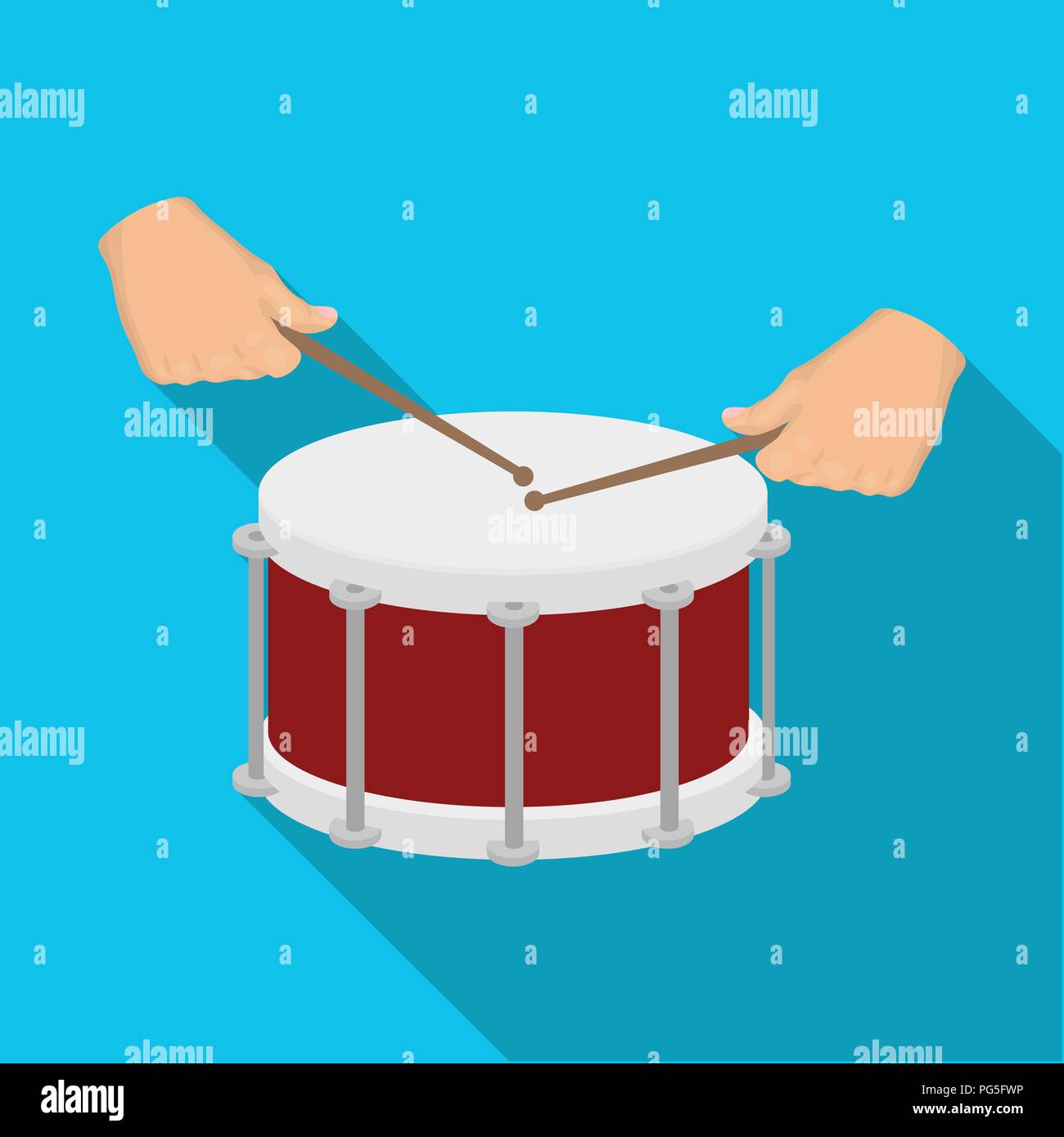 Drum, percussion musical instrument. Drum shot single icon in flat