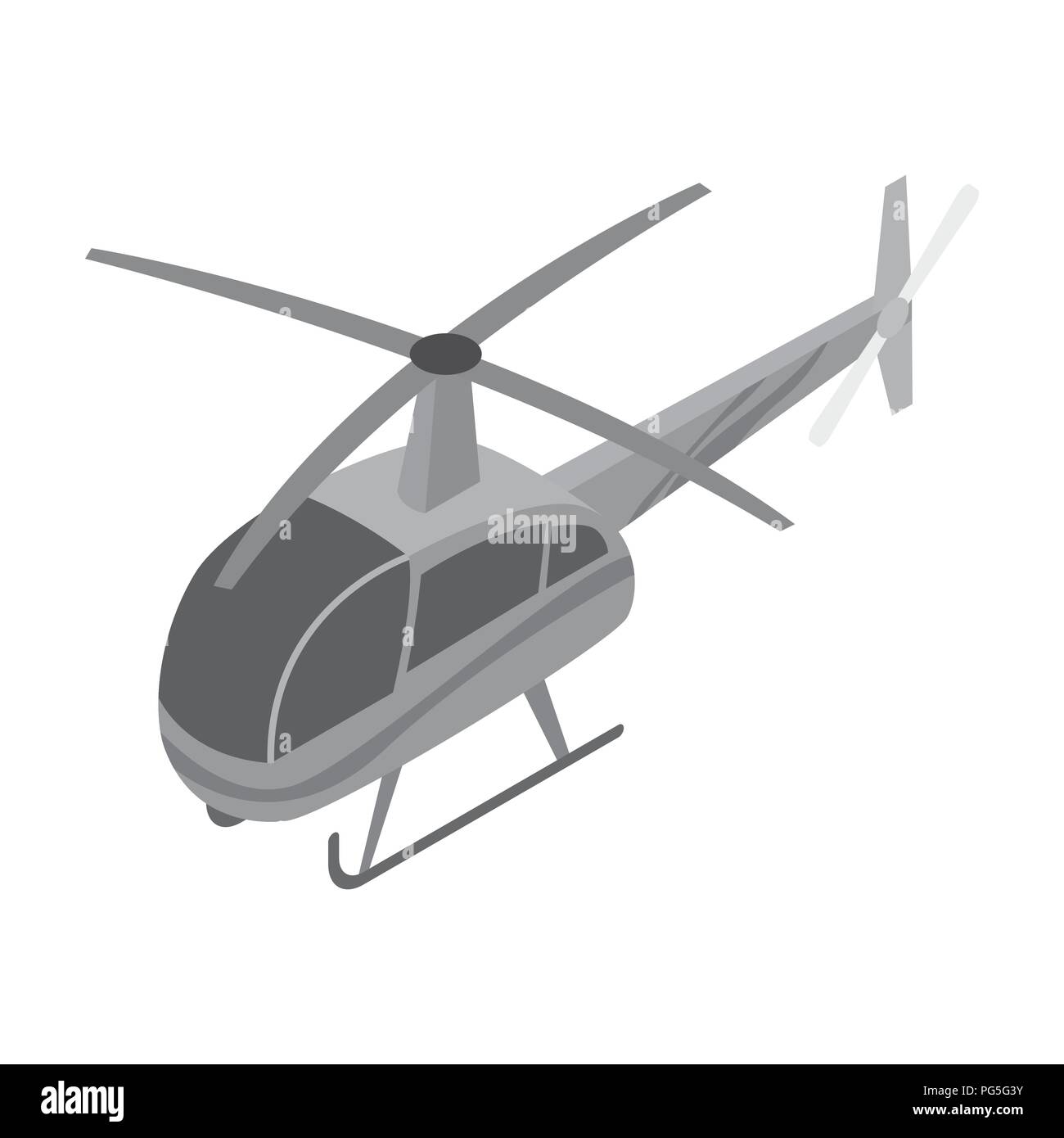 Helicopter icon in monochrome design isolated on white background ...