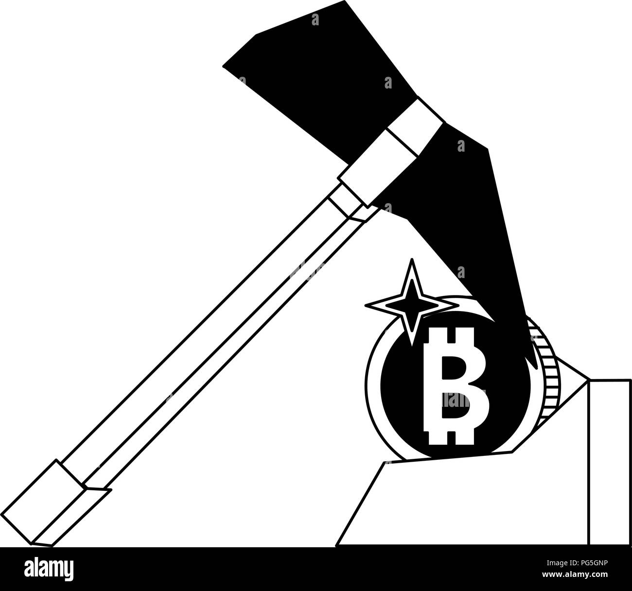Mining bitcoins symbol in black and white Stock Vector Image & Art - Alamy