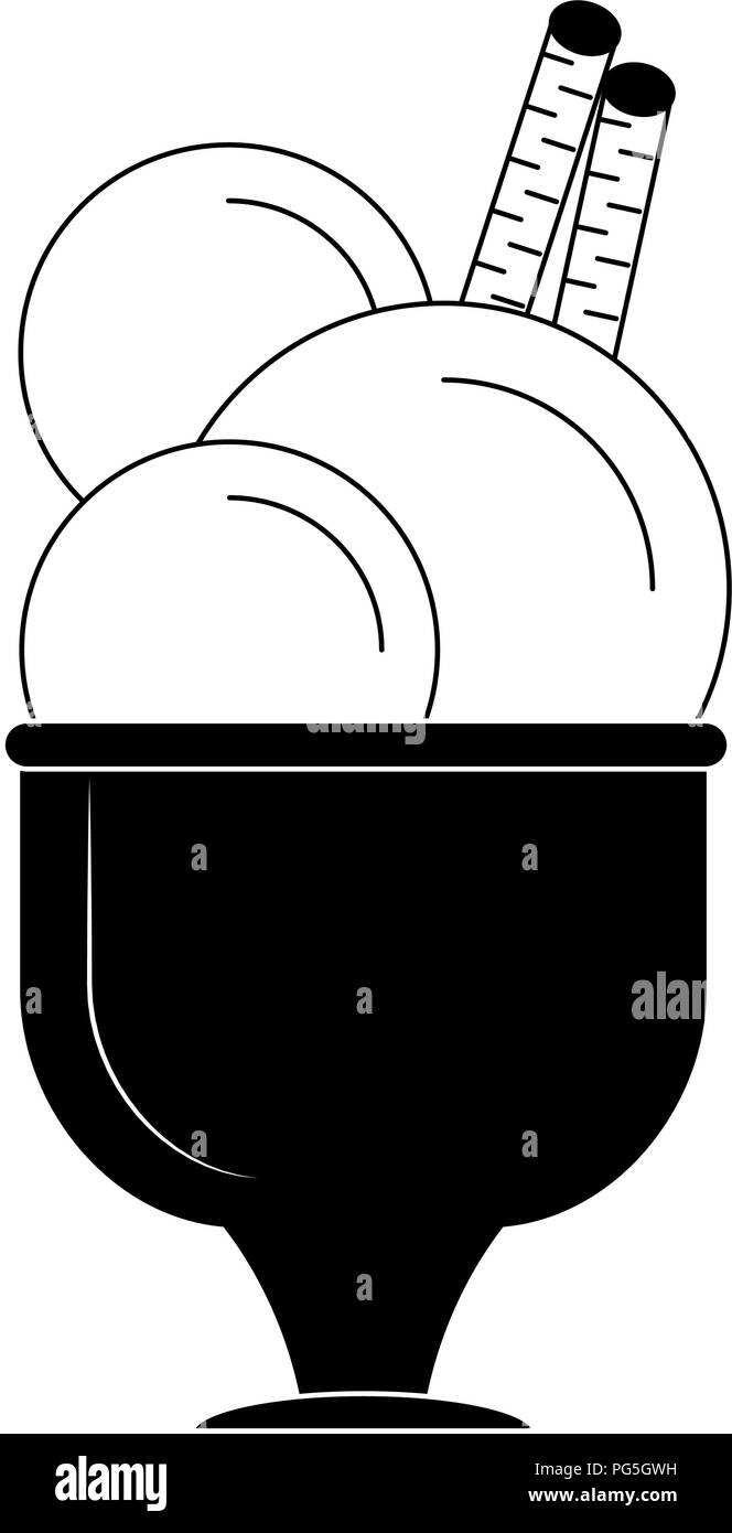 Ice cream scoops on cup in black and white Stock Vector Image & Art Alamy
