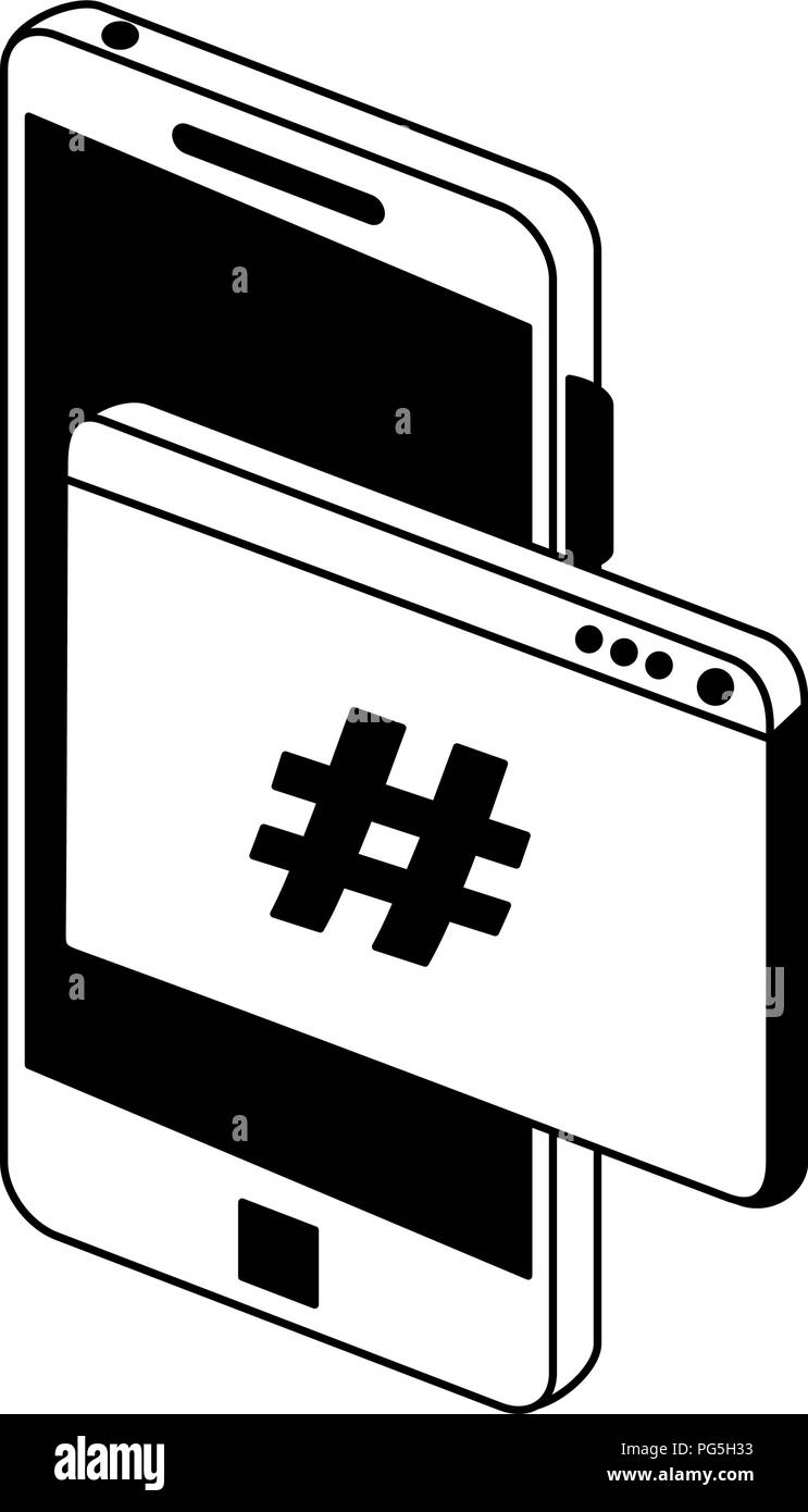 Smartphone programming code symbol in black and white Stock Vector ...