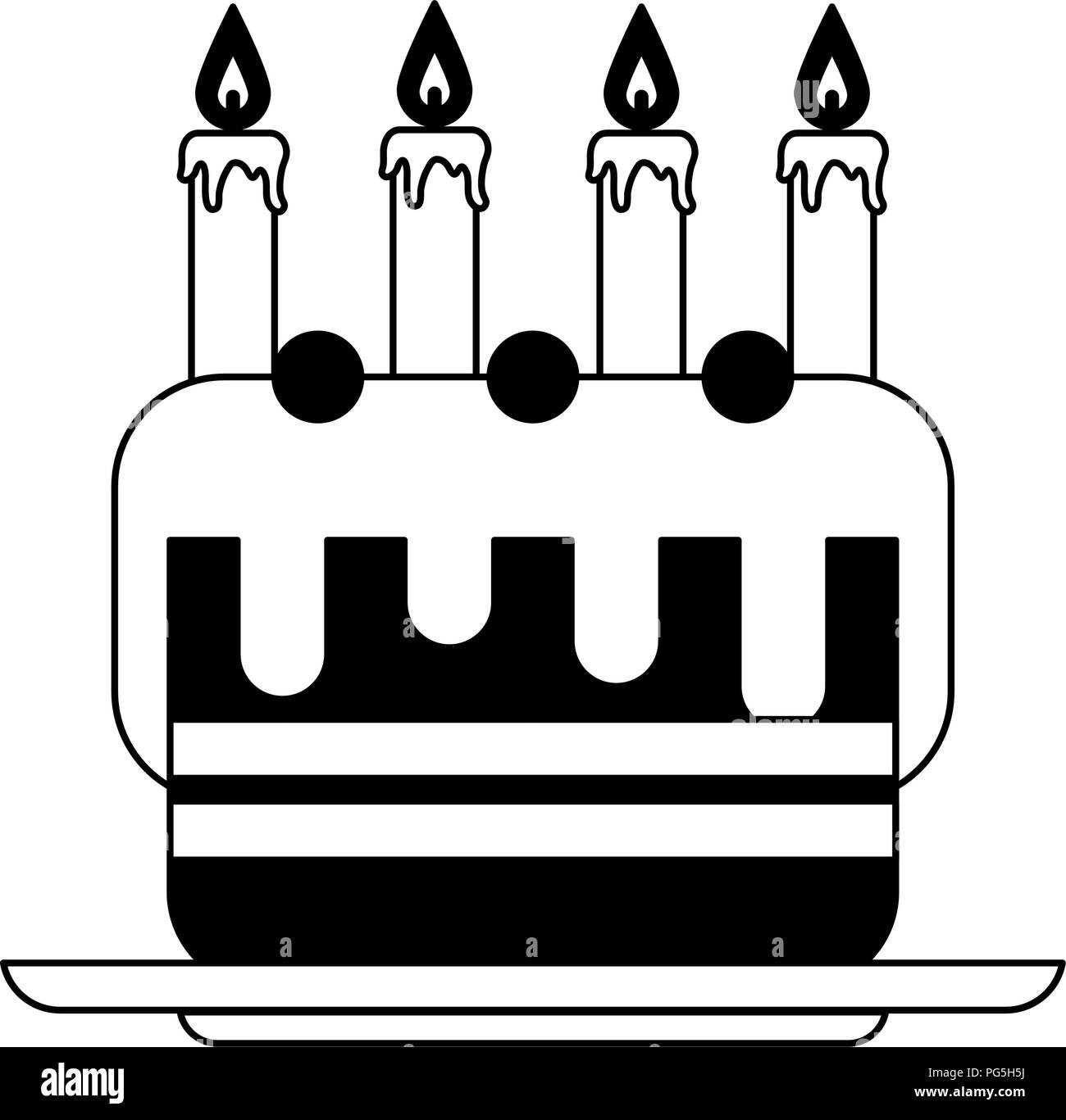 Delicious birthday cake in black and white Stock Vector Image & Art Alamy — free download