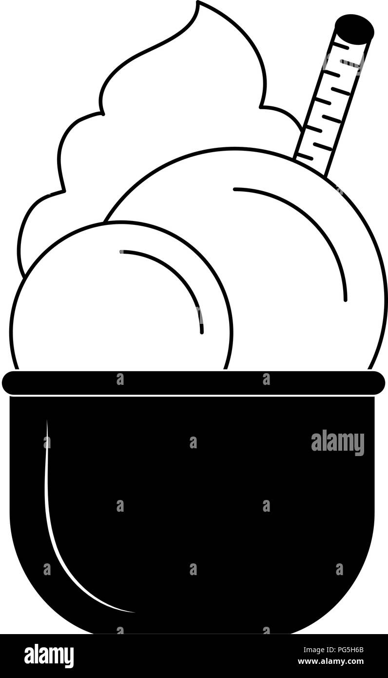 Ice cream scoops on cup in black and white Stock Vector Image & Art Alamy