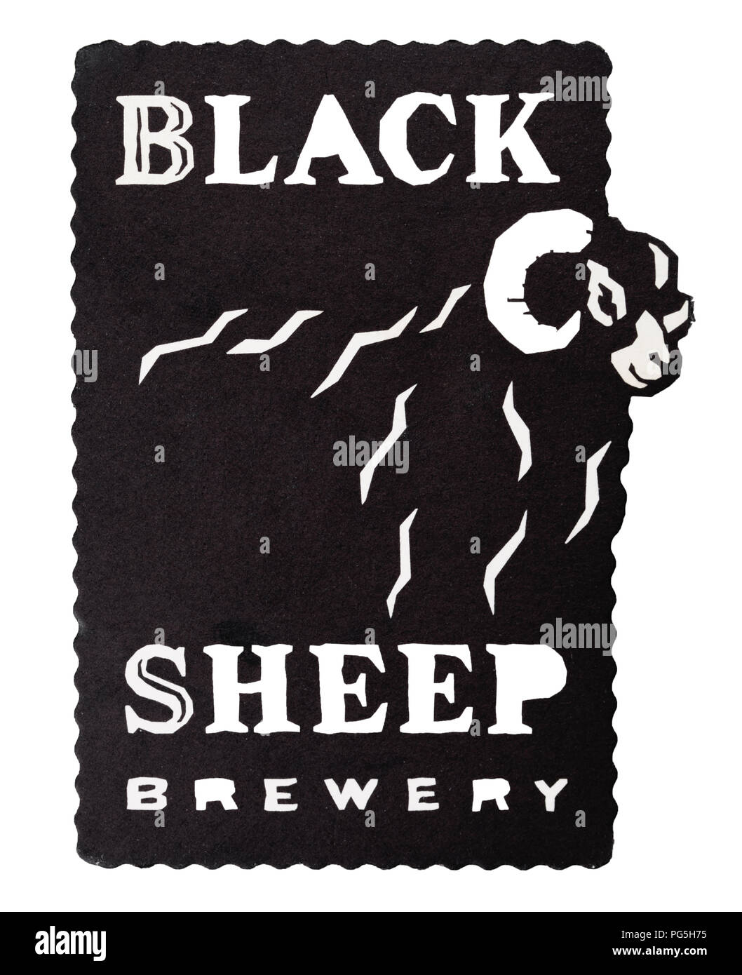 LONDON, UK - AUGUST 22, 2018: Black Sheep Brewery beer beermat coaster isolated on white background. Stock Photo