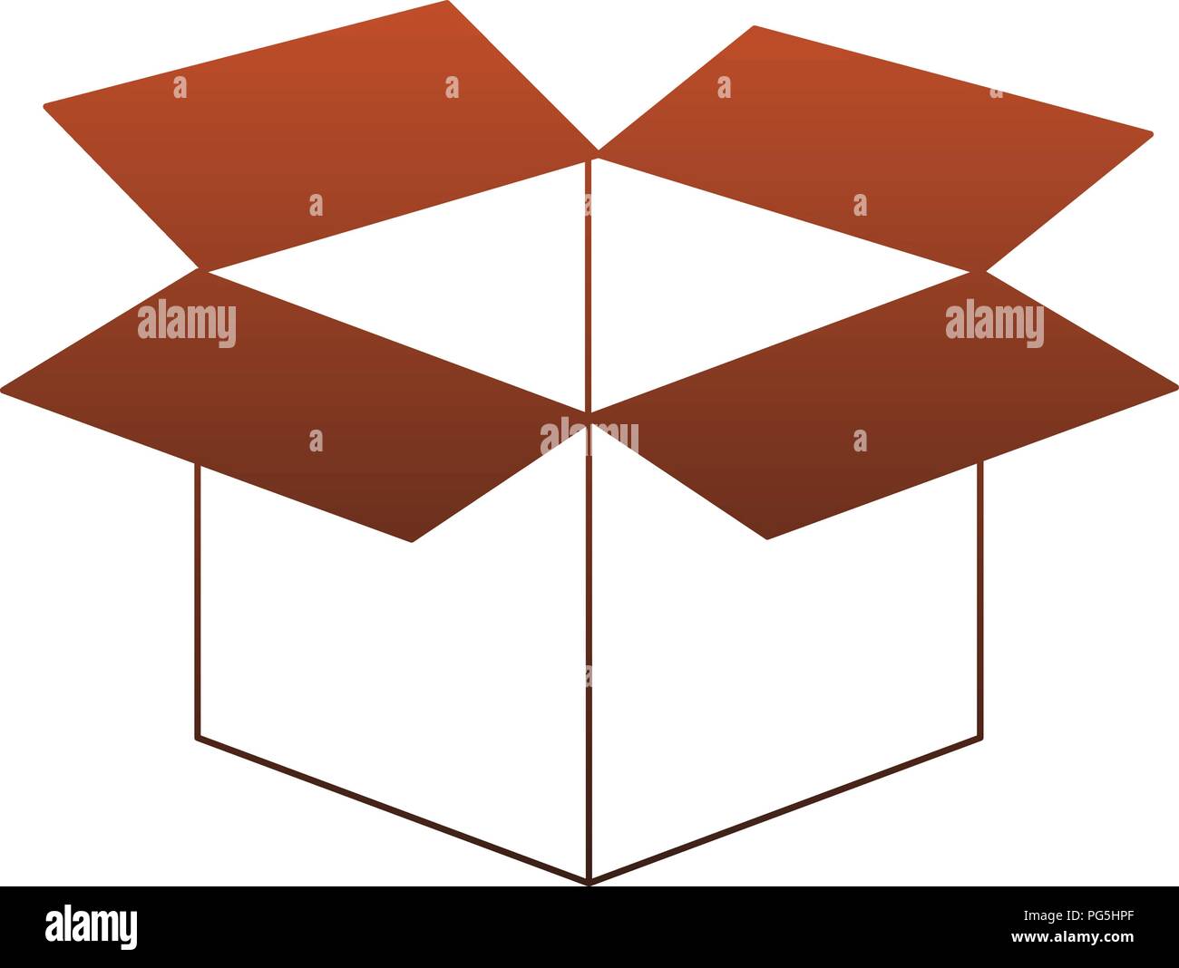 Cardboard box open red lines Stock Vector