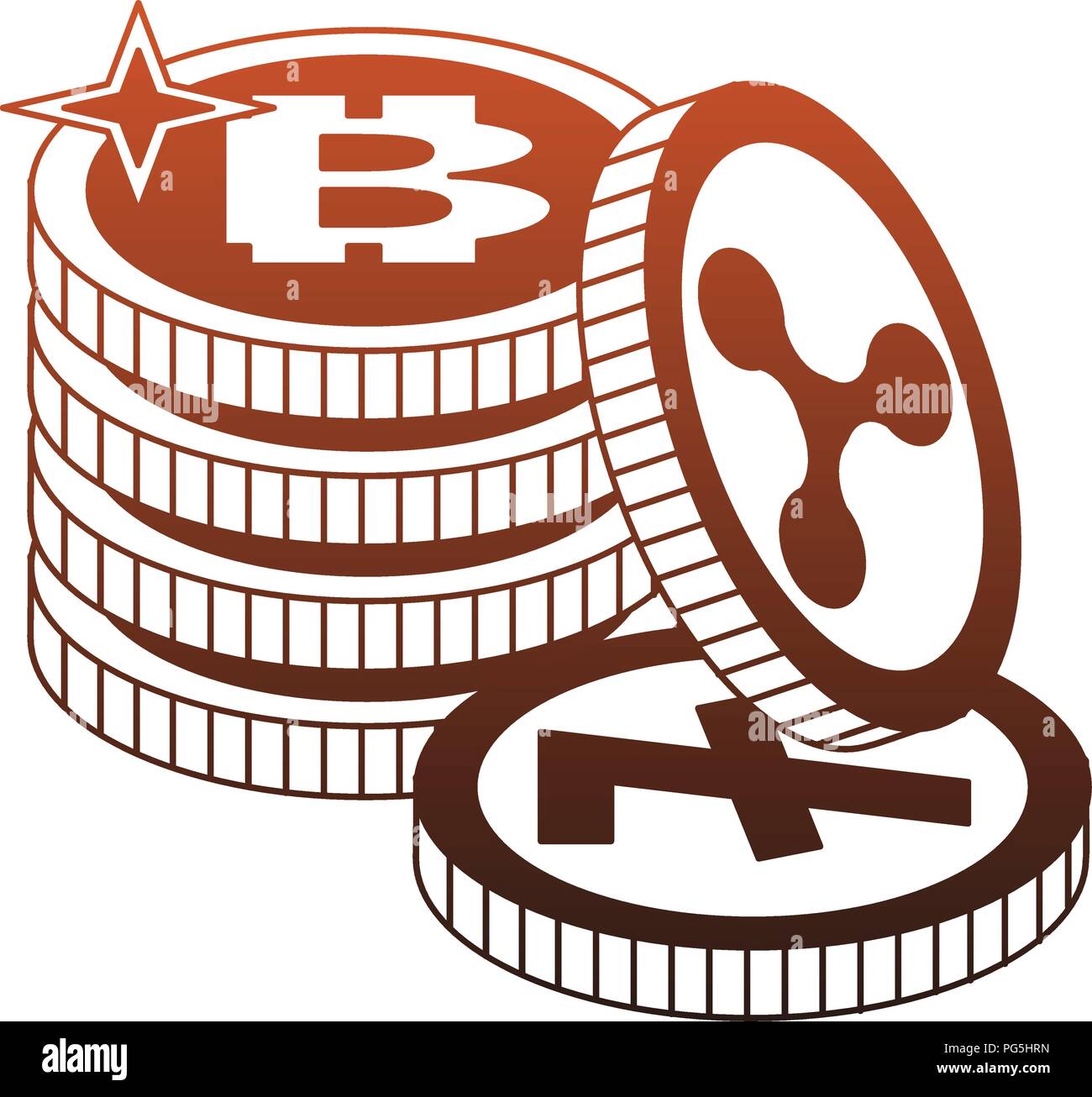 Bitcoins and cryptocurrency stacked red lines Stock Vector Image & Art ...