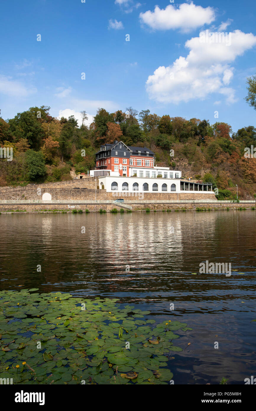 former youth hostel Kahlenberg on the river Ruhr in Muelheim on the river Ruhr, today luxury apartments, Ruhr Area, Germany.  ehemalige Jugendherberge Stock Photo