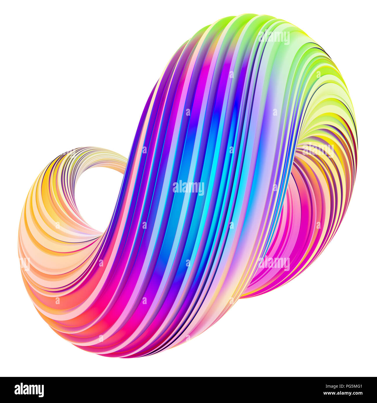 Holographic trendy abstract twisted shape design element. Stock Photo