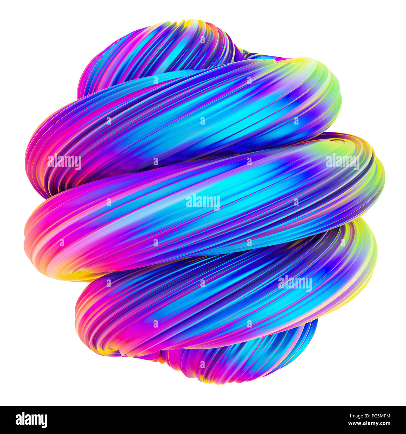 Abstract holographic metallic twisted shape. Stock Photo