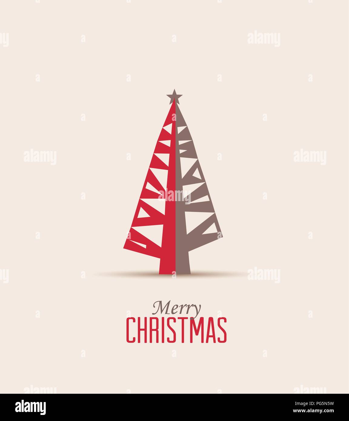 Retro decorative Christmas tree, vector Christmas card Stock Vector