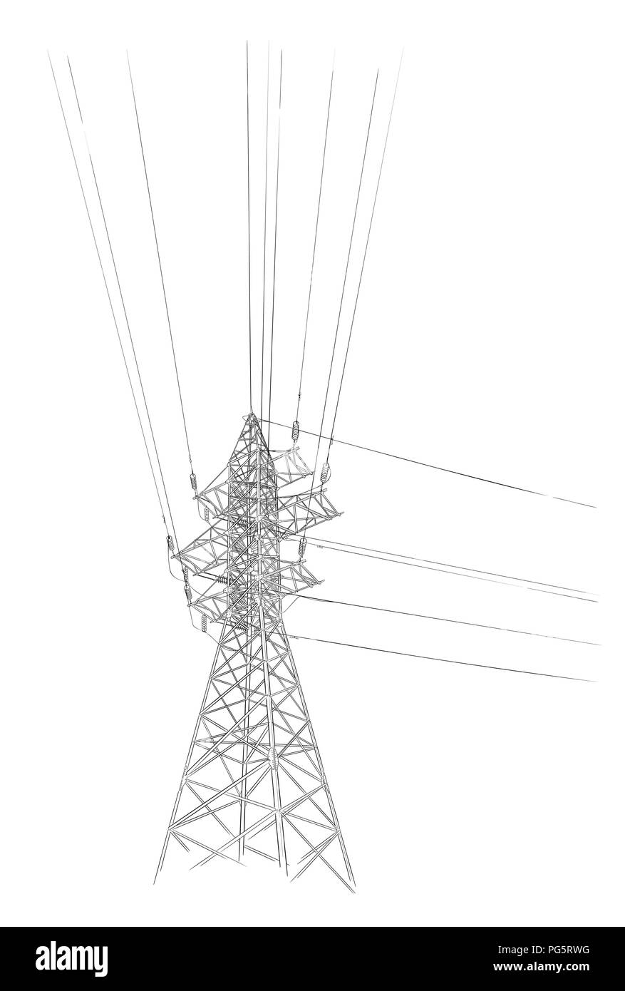Hand drawn sketch of electric tower on white Stock Vector