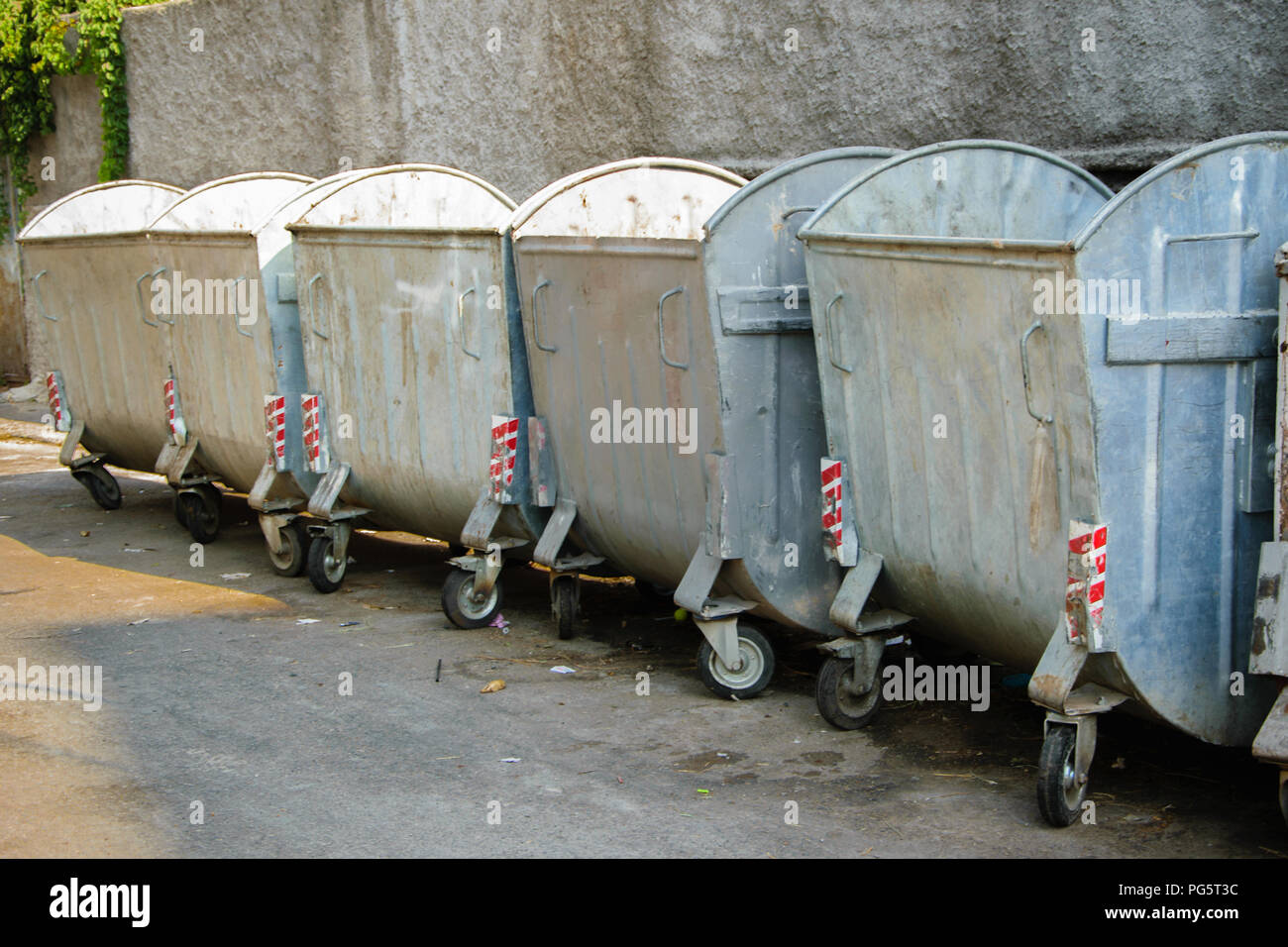 Row of urban steel containers for garbage Stock Photo Alamy
