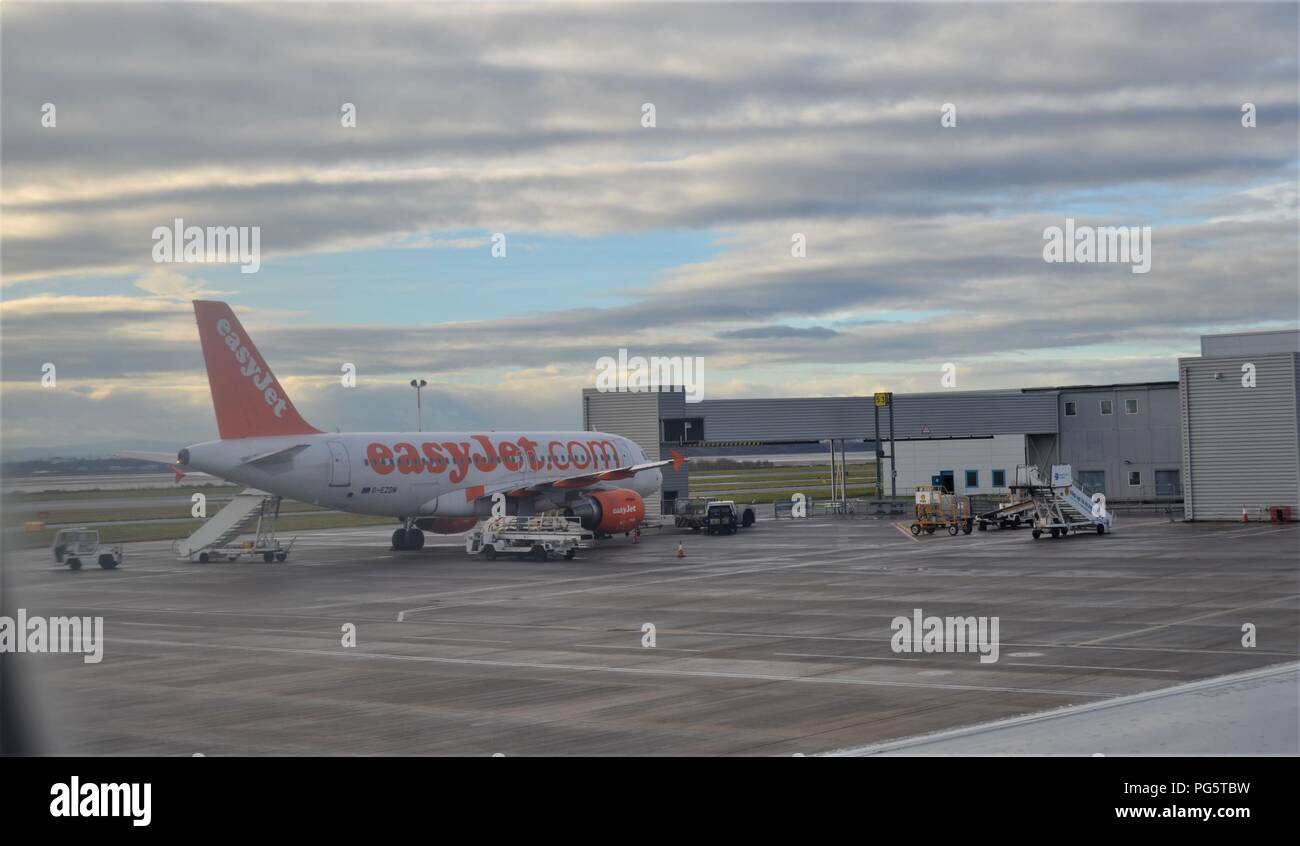 On the airport apron with easyJet Stock Photo