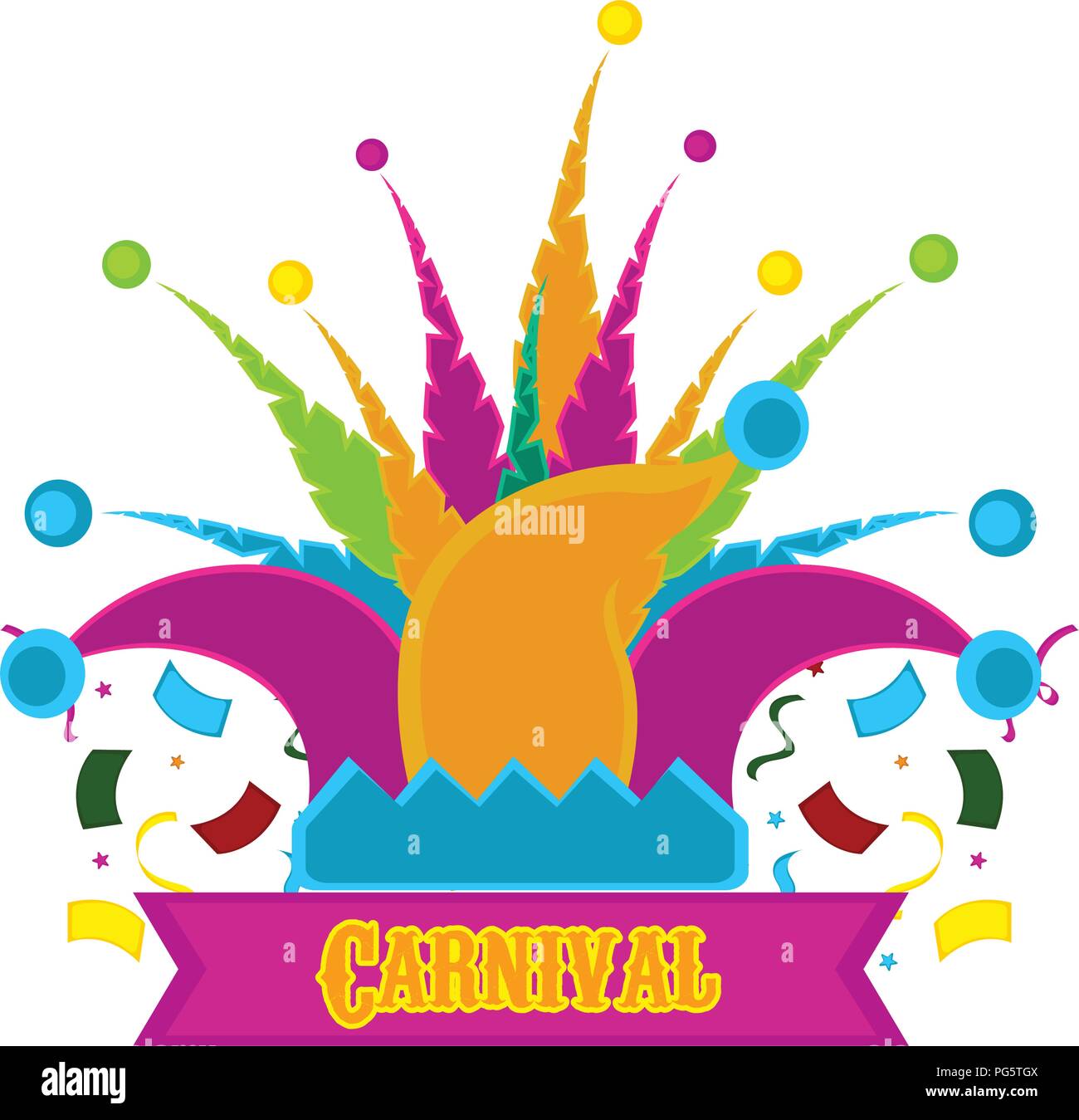 Harlequin hat and party ornaments Stock Vector